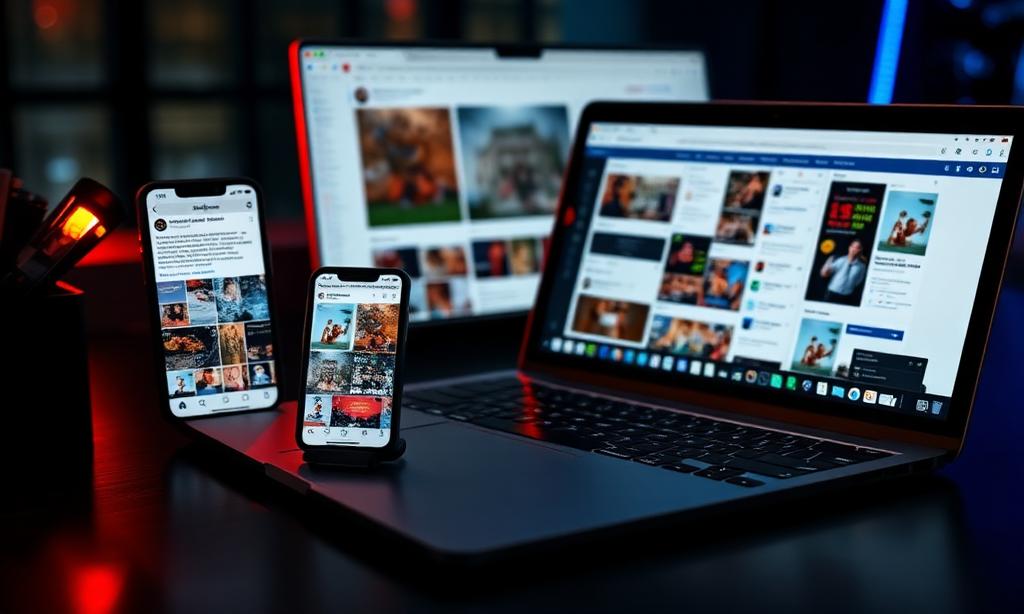 Gestão de redes sociais em celular com conteúdo de marca